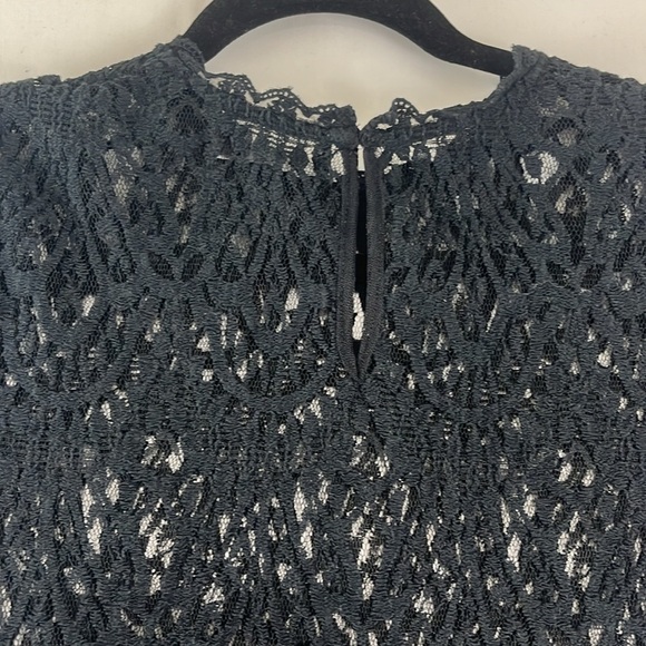 Zara Sheer Black Lace Scalloped Neck and Hem Top - Picture 8 of 9